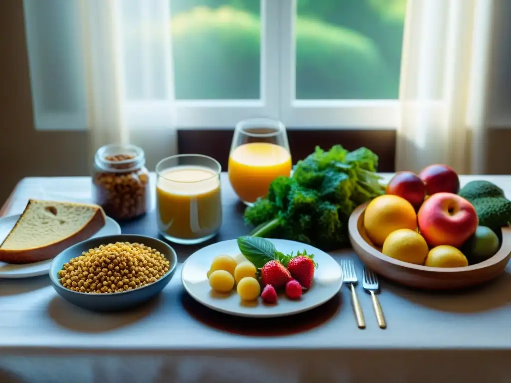 Un festín sin gluten para cada comida en una mesa bellamente servida, bañada por la luz matutina