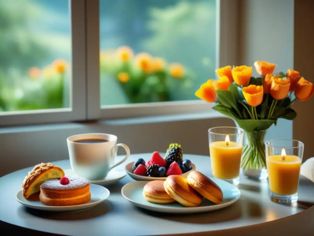 Un festín sin gluten en un domingo soleado: pasteles, frutas, café y tranquilidad