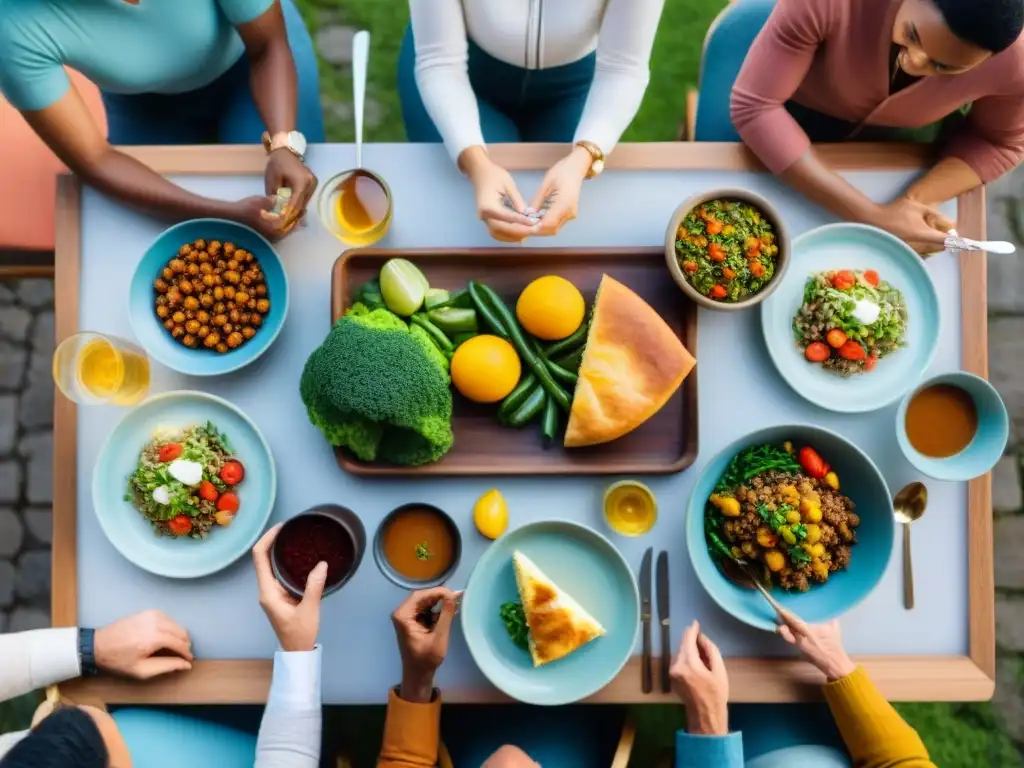 Un festín sin gluten: amigos sonrientes disfrutan de una comida deliciosa en una mesa elegante