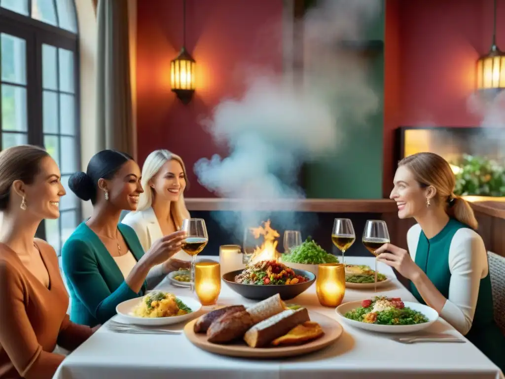 Un festín sin gluten en restaurante: diversidad y alegría en una mesa acogedora y colorida