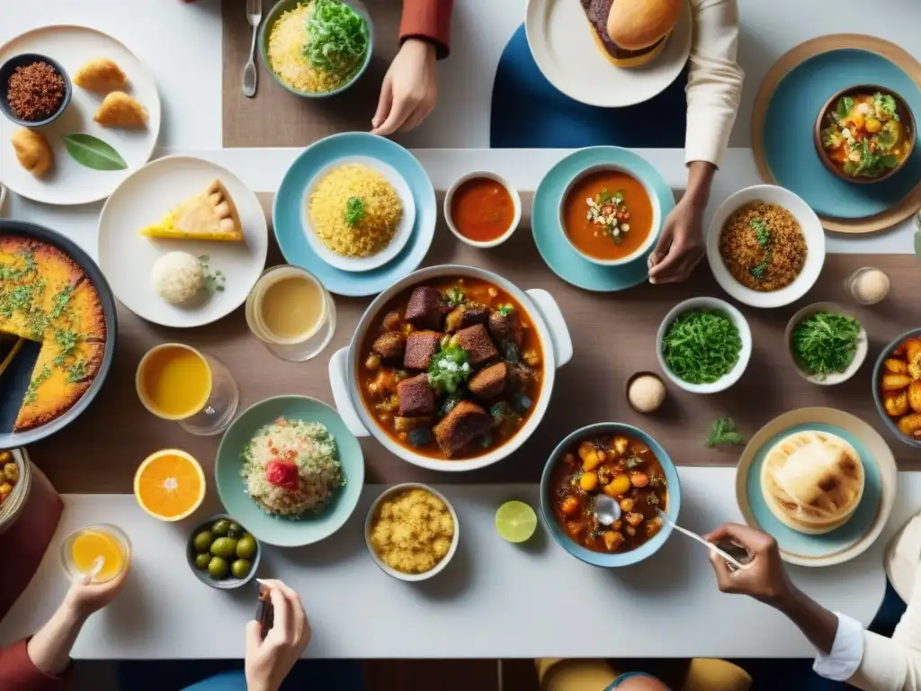 Un festín multicultural con platos sin gluten, uniendo culturas en armonía y celebración