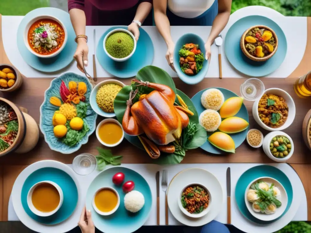 Un festín multicultural de Recetas sin gluten innovadoras: variedad de platos artísticos y coloridos en una mesa elegante