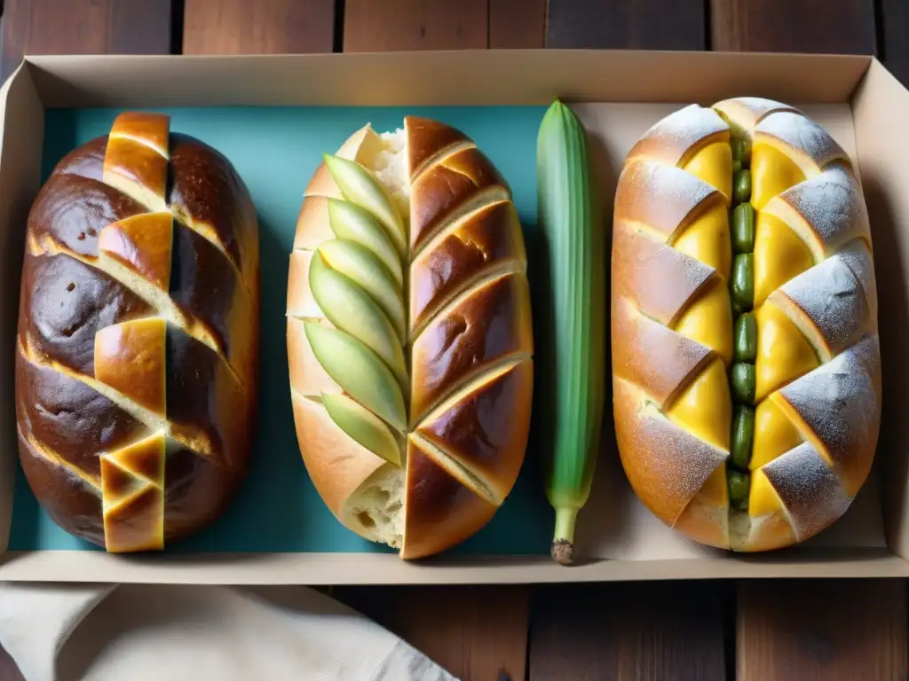 Un festín de Panes latinos sin gluten innovadores adornados, sobre mesa de madera rústica