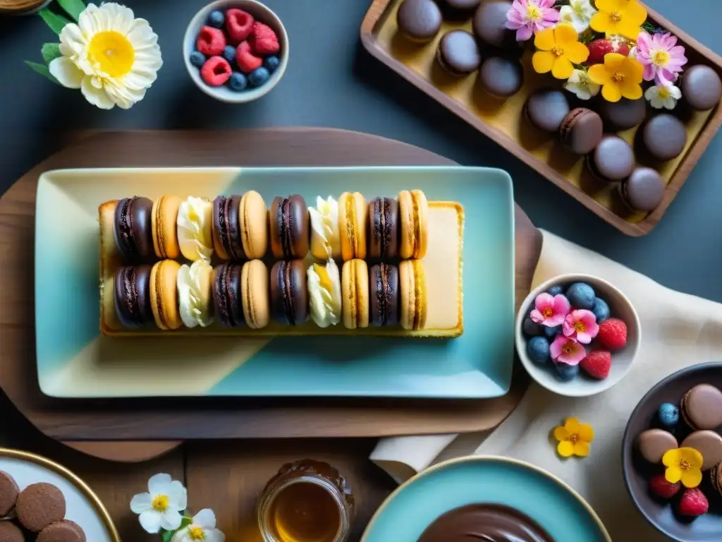 Un festín de postres sin gluten con edulcorantes naturales, presentados con elegancia en una mesa rústica