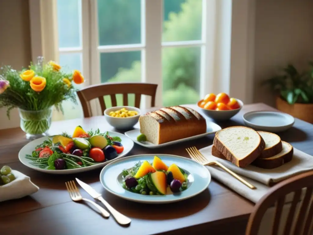 Un festín saludable sin gluten en un elegante comedor con menús sin gluten saludables semanales