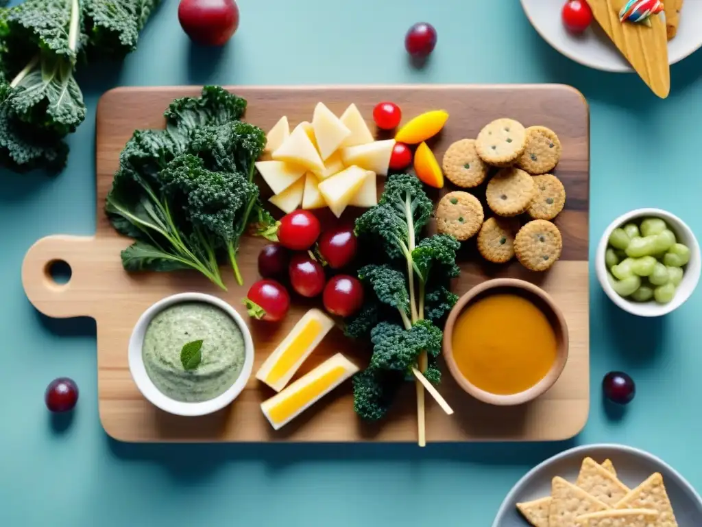 Un festín saludable sin gluten ajetreo: tabla de madera con coloridos y apetitosos snacks, perfectos para días ocupados