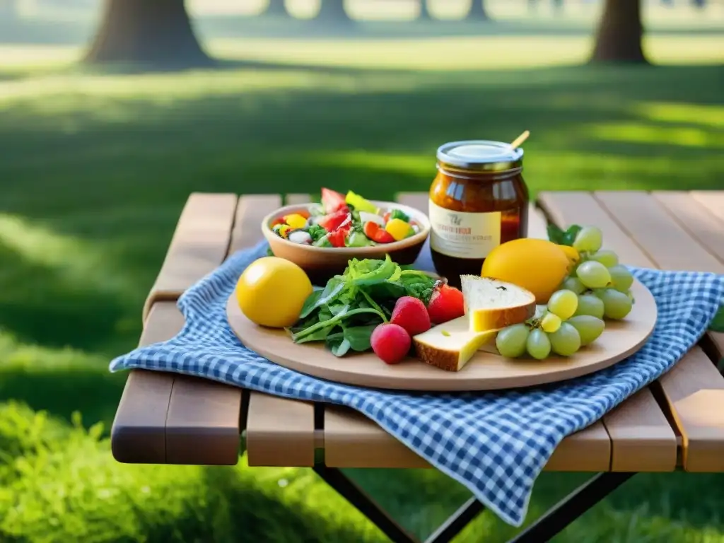 Un festín saludable sin gluten en un picnic lleno de color en el parque