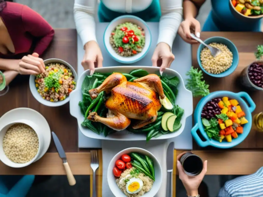 Un festín seguro de proteínas sin gluten: diversidad, alegría y delicias culinarias en una mesa vibrante