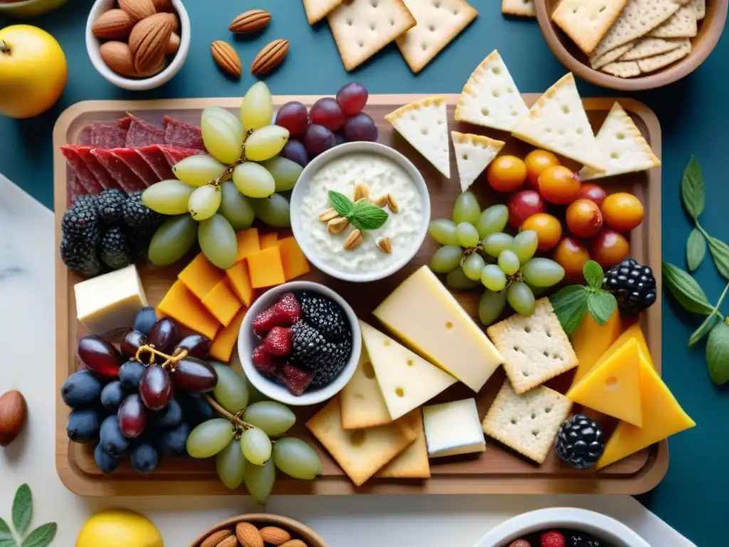 Un festín de Snacks sin gluten saludables deliciosos en una tabla colorida y abundante