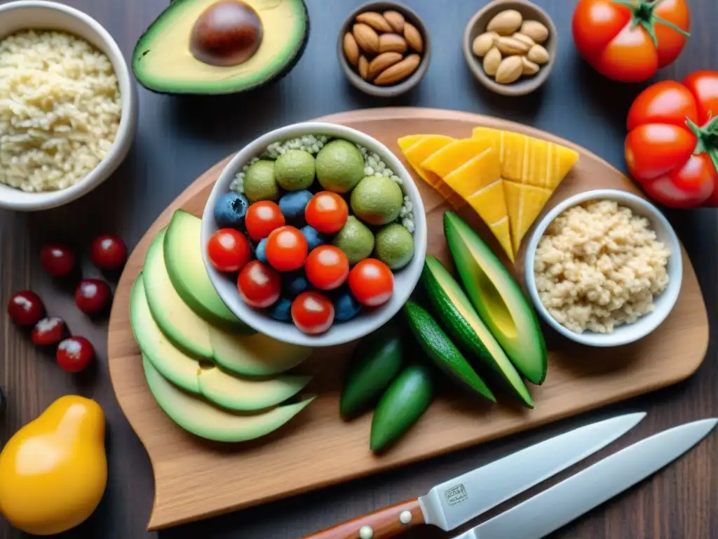 Un festín de snacks saludables sin gluten en un tablero de madera, ideal para un día ajetreado