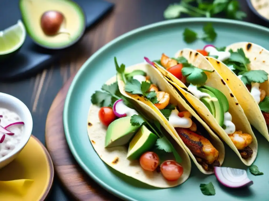 Un festín de Tacos de verano sin gluten, repletos de sabores frescos y coloridos, en un entorno soleado y apetitoso