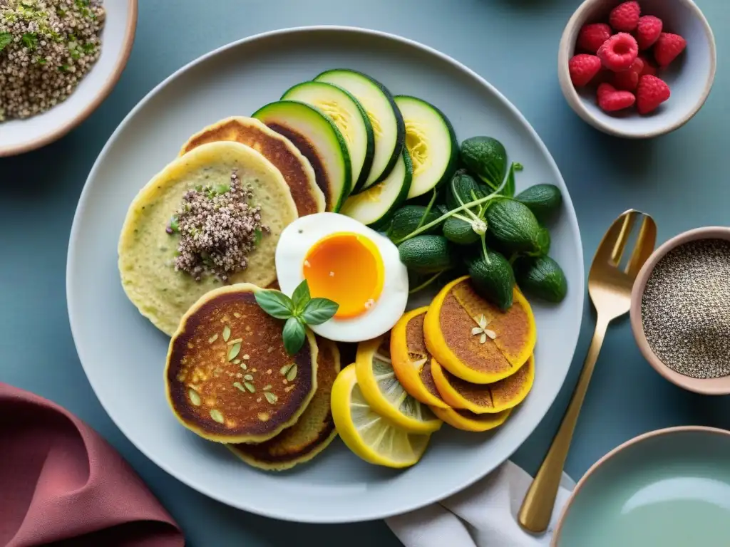 Un festín vibrante y colorido de recetas sin gluten innovadoras en un entorno de cocina soleada y acogedora