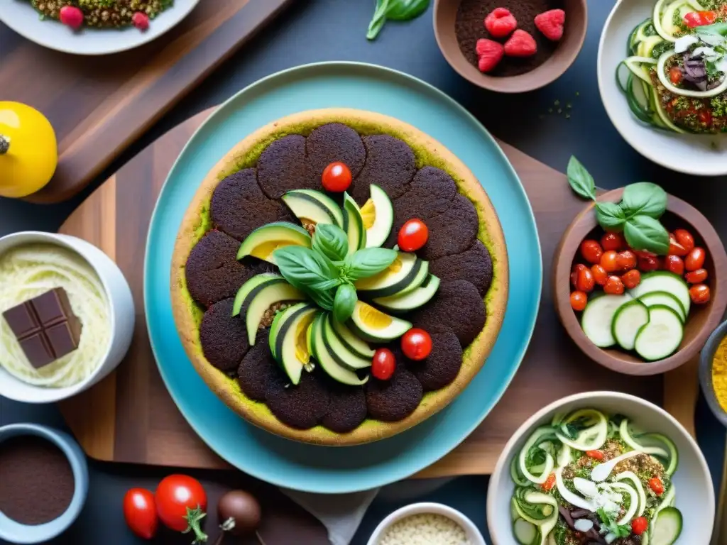 Un festín vibrante y delicioso de recetas innovadoras sin gluten sabrosas en platos de madera rústicos