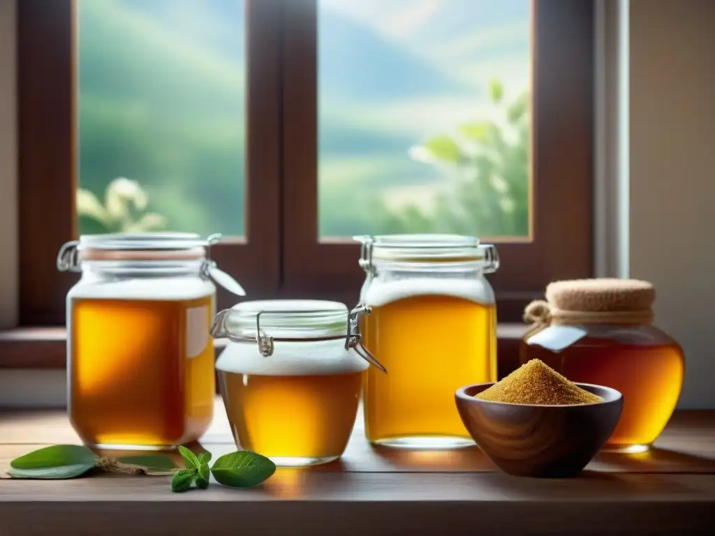 Un festín visual de edulcorantes naturales sin gluten para postres, bañados por la cálida luz del sol