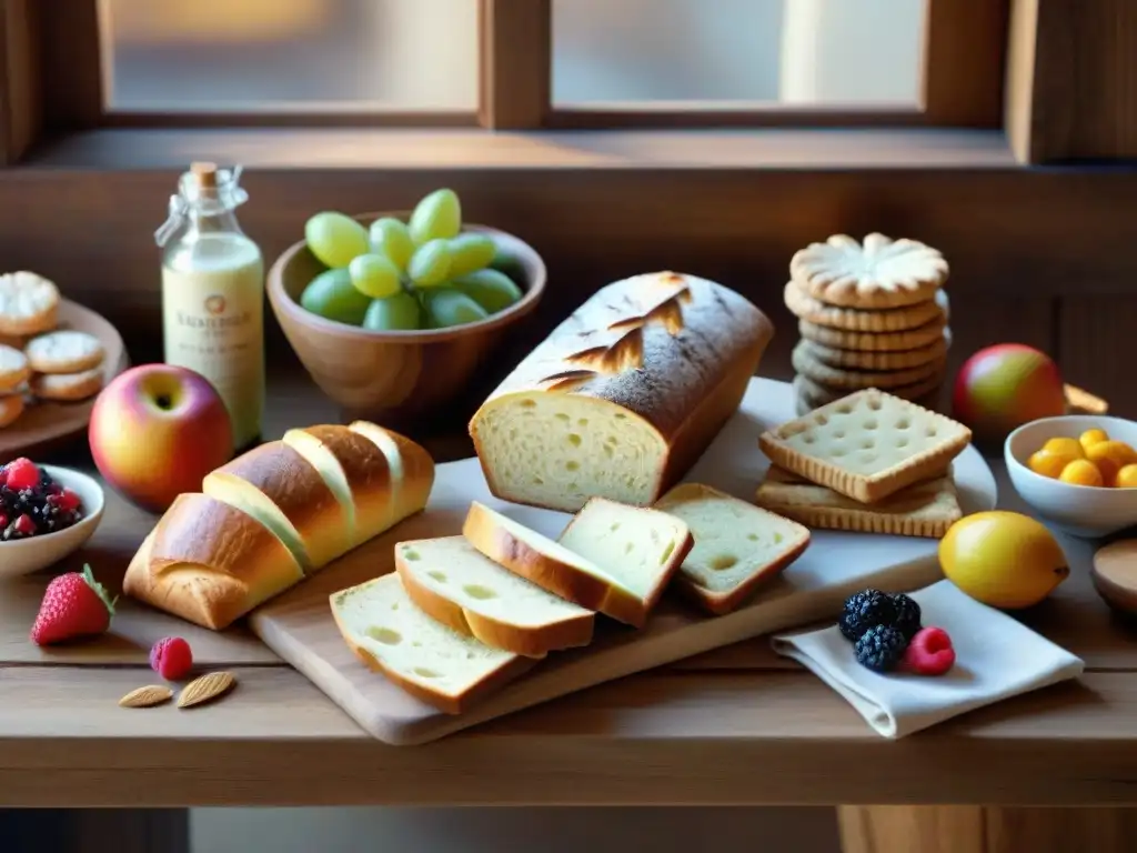 Un festín visual de marcas sin gluten innovadoras y sabrosas, con productos exquisitamente presentados en una mesa rústica