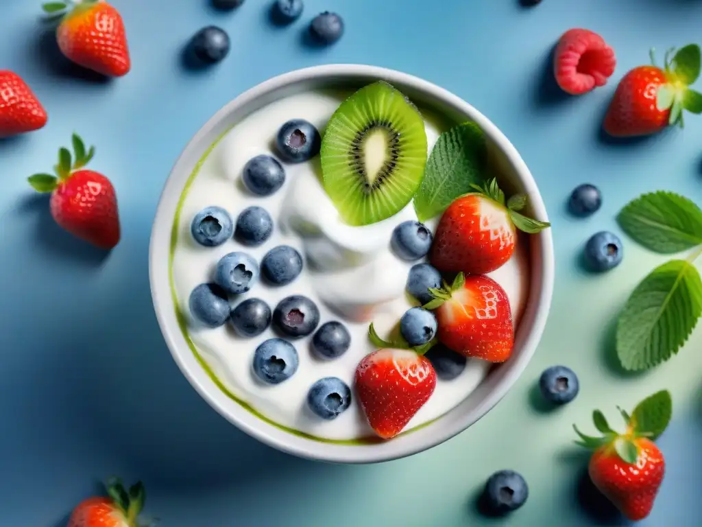 Un festín visual de Yogur sin gluten con frutas frescas y vibrantes, listas para saborear