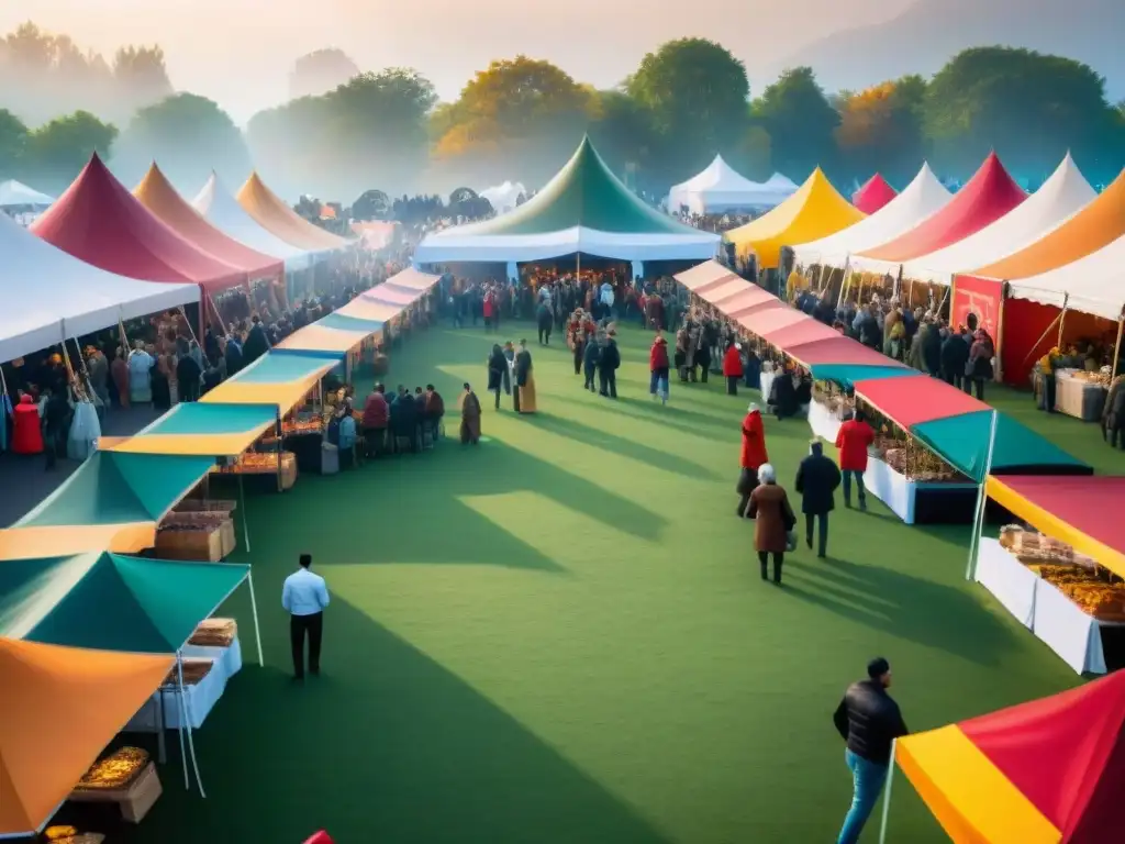 Festival de comida sin gluten: escena vibrante con coloridos puestos y aromas de especias