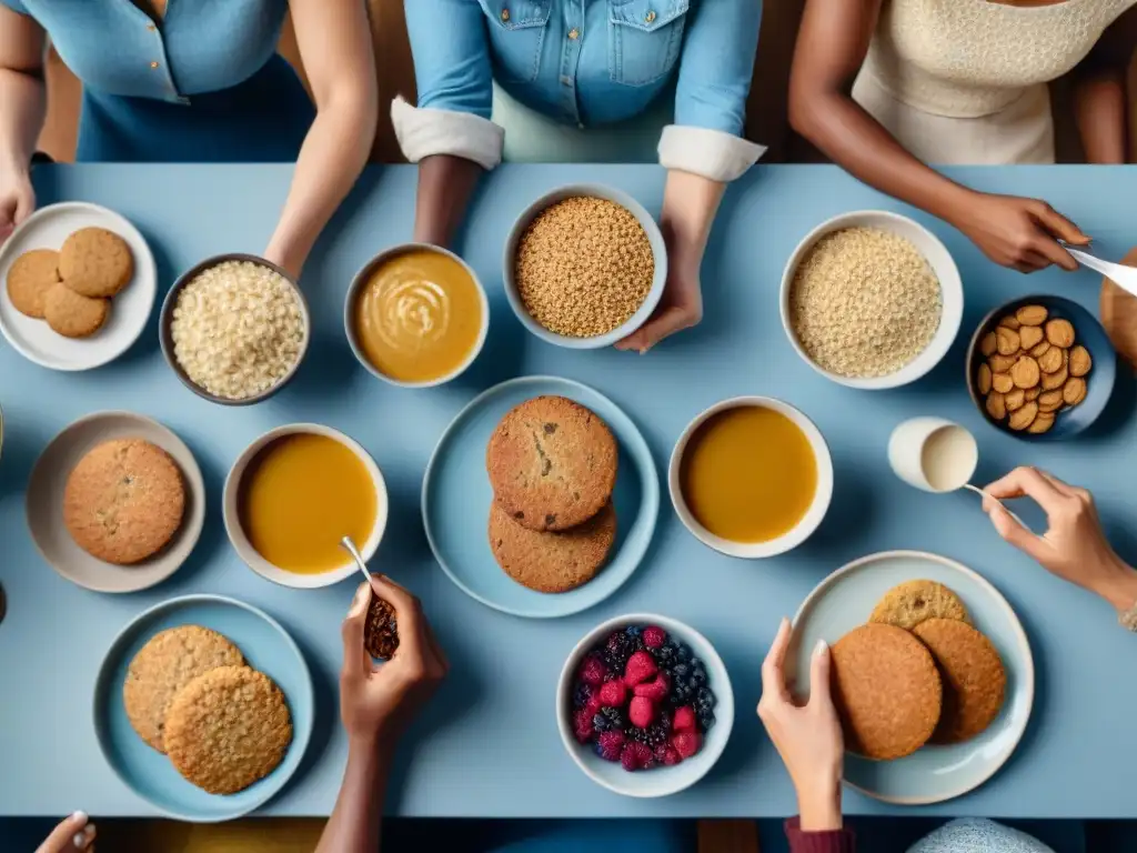 Un festivo banquete con recetas sin gluten con avena, muestra alegría y comunidad