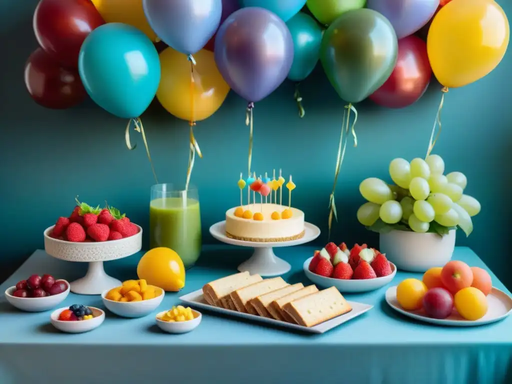 Fiesta infantil con bocadillos sin gluten en mesa colorida y festiva