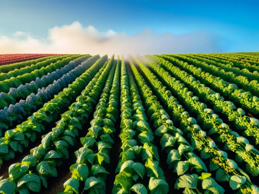 Granja orgánica sin gluten: verduras coloridas en sol dorado, abejas, naturaleza y sostenibilidad