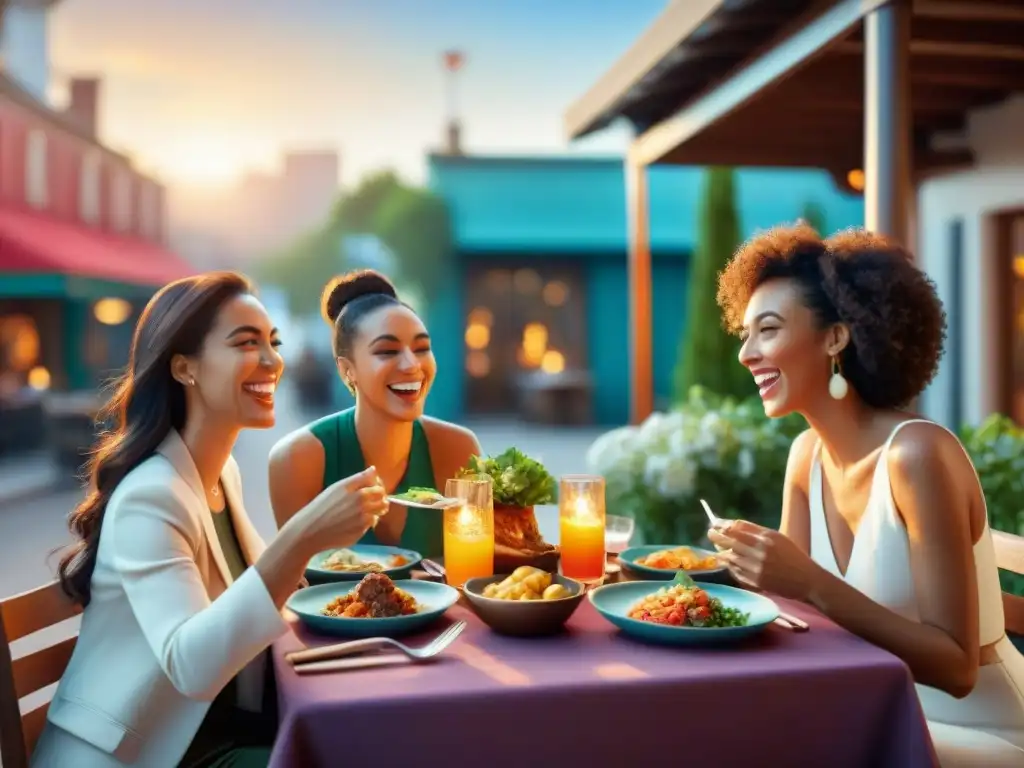 Grupo de amigos disfrutando de una deliciosa comida sin gluten en un restaurante al aire libre, Consejos comer fuera sin gluten