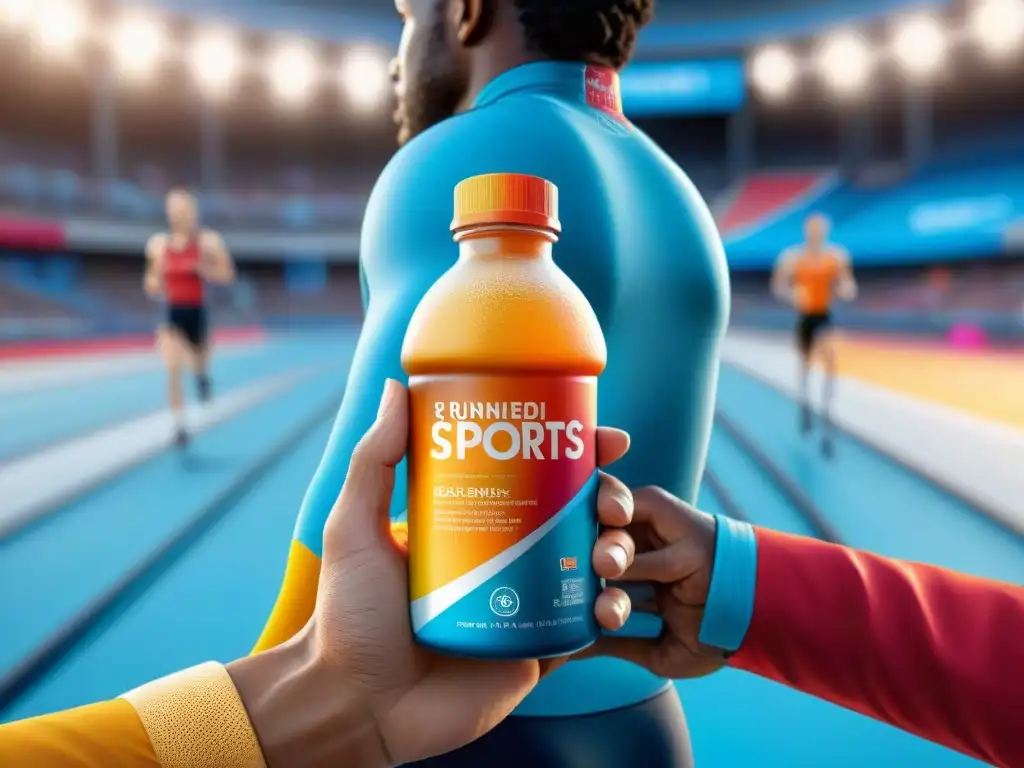 Un grupo diverso de atletas con bebidas deportivas sin gluten innovadoras en instalación deportiva moderna