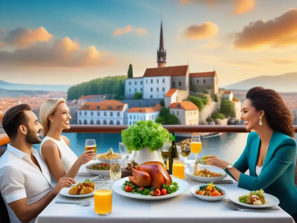 Grupo diverso disfruta de una comida sin gluten en restaurante europeo innovador