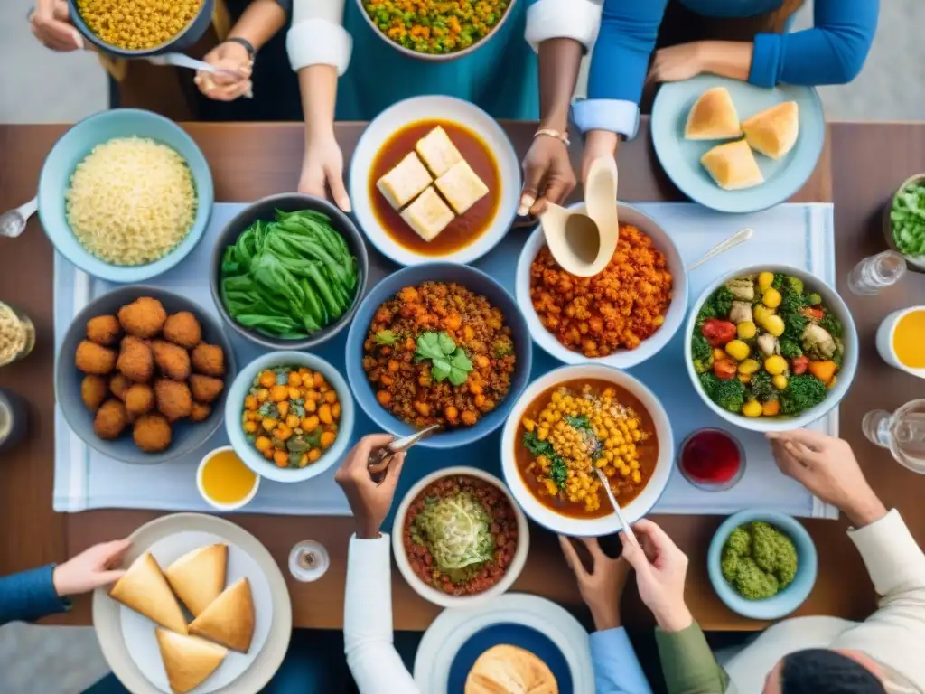 Grupo diverso disfruta una comida sin gluten, mostrando la inclusividad y alegría de la comida sin alergias alimentarias verdad