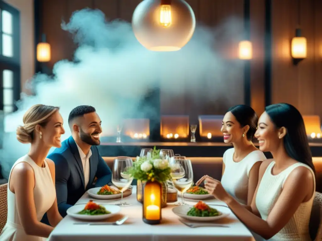 Un grupo diverso disfruta de una comida sin gluten en un restaurante acogedor