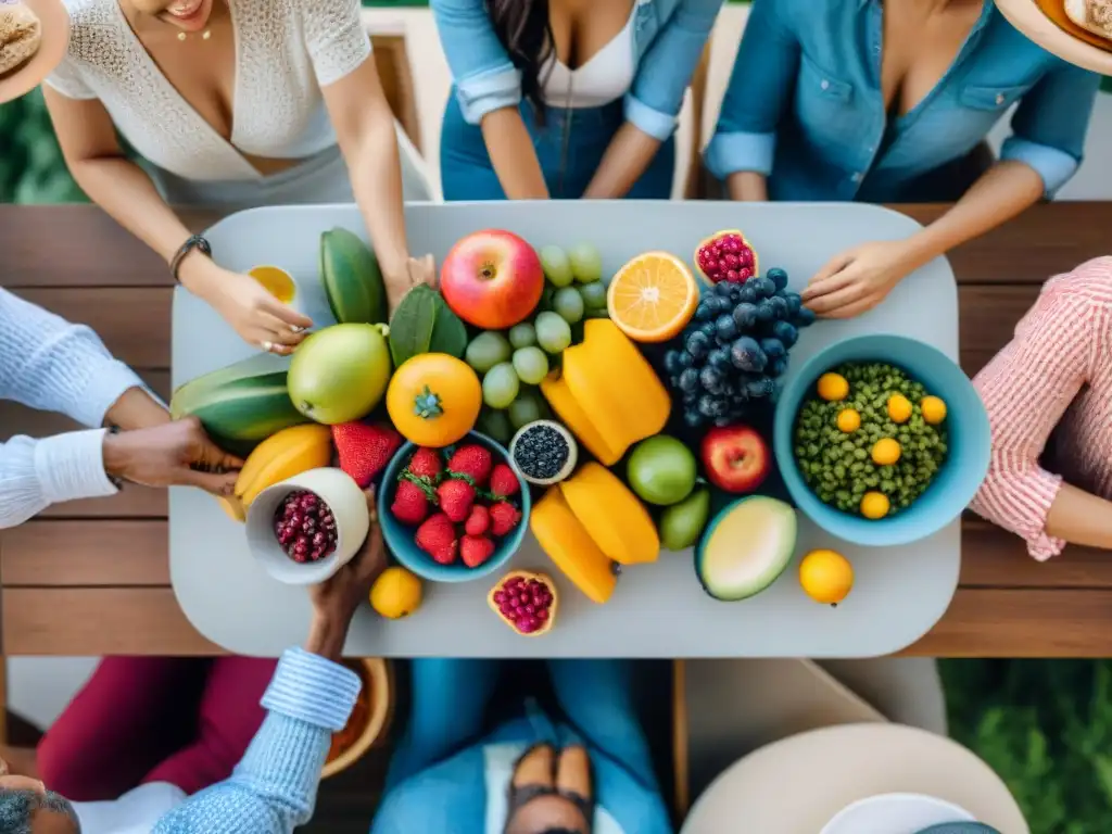 Un grupo diverso disfruta de una comida sin gluten en una mesa bellamente decorada