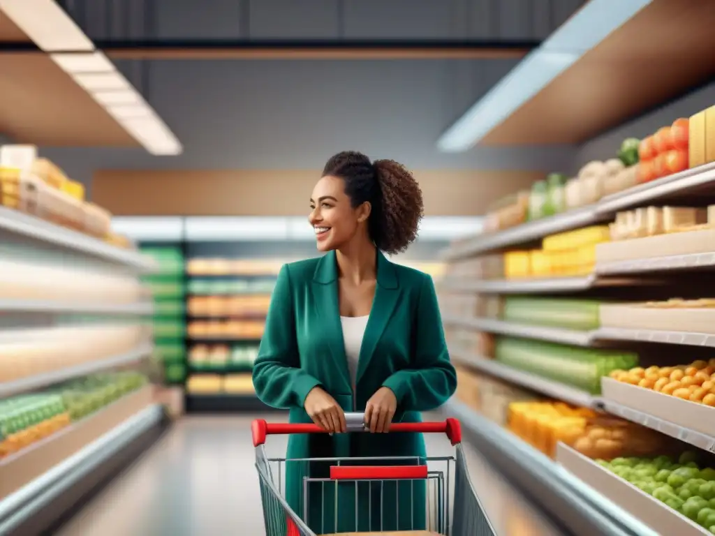 Grupo diverso disfruta compras en tienda online alimentos sin gluten, ambiente inclusivo y moderno