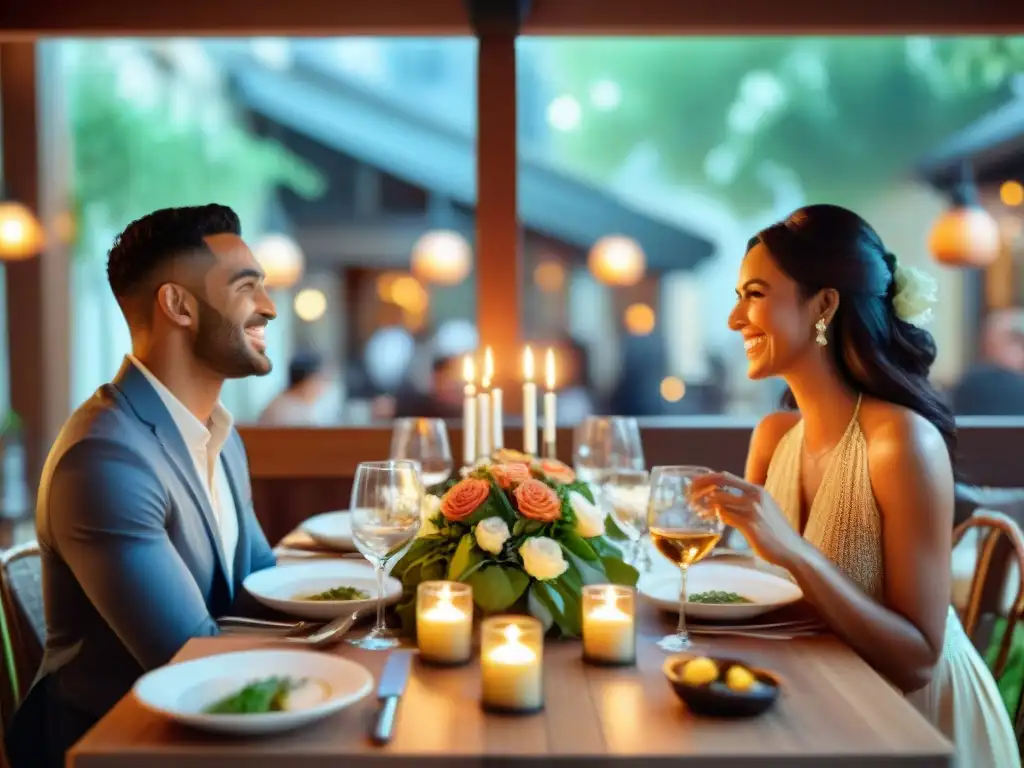 Un grupo diverso disfruta de una deliciosa comida sin gluten en un restaurante al aire libre