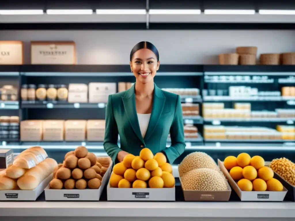 Un grupo diverso disfruta explorando una lujosa tienda online gourmet sin gluten