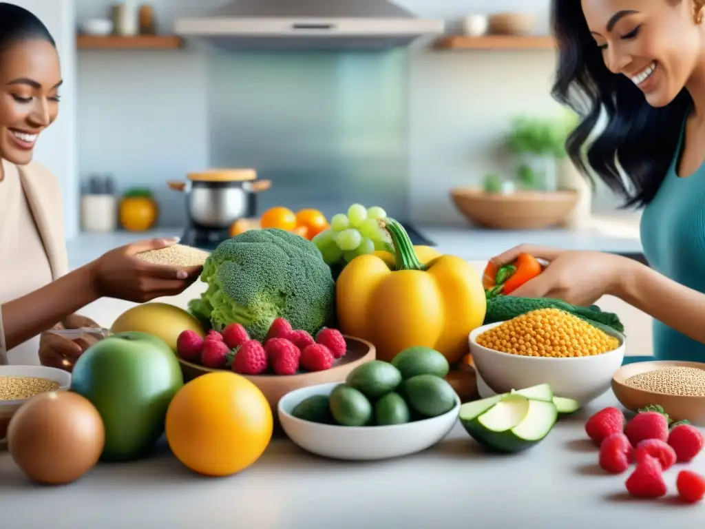 Un grupo diverso de personas comparte una comida saludable y sin gluten, resaltando la importancia de los suplementos esenciales para celíacos