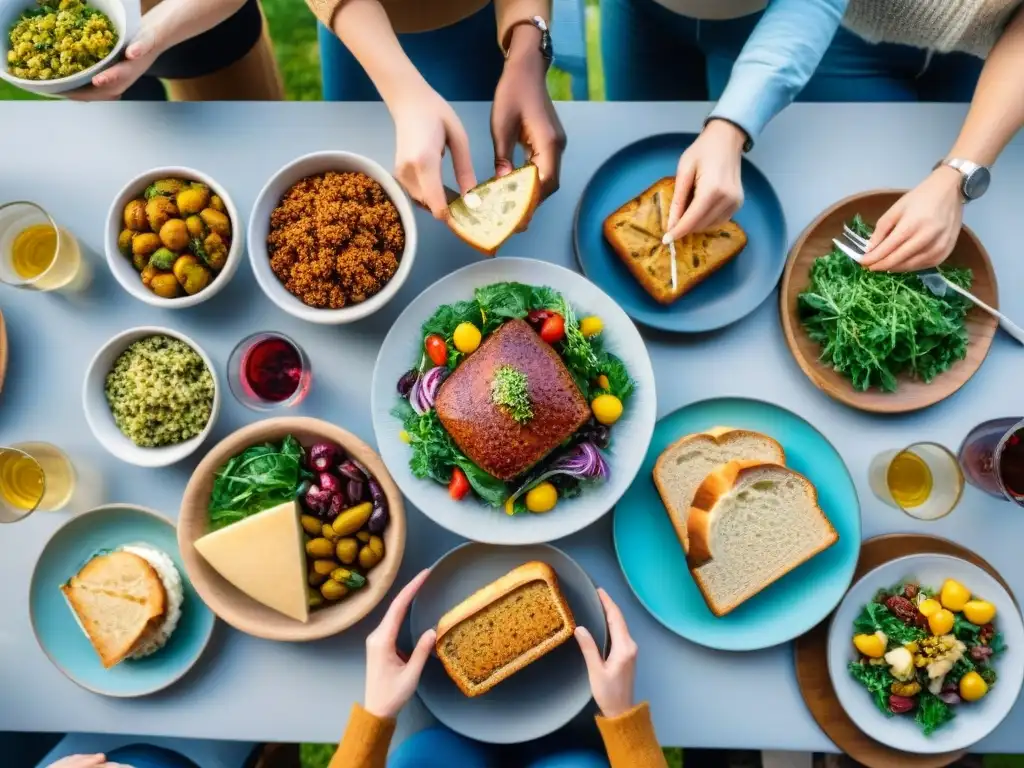 Un grupo diverso de personas disfruta de una deliciosa comida sin gluten juntos