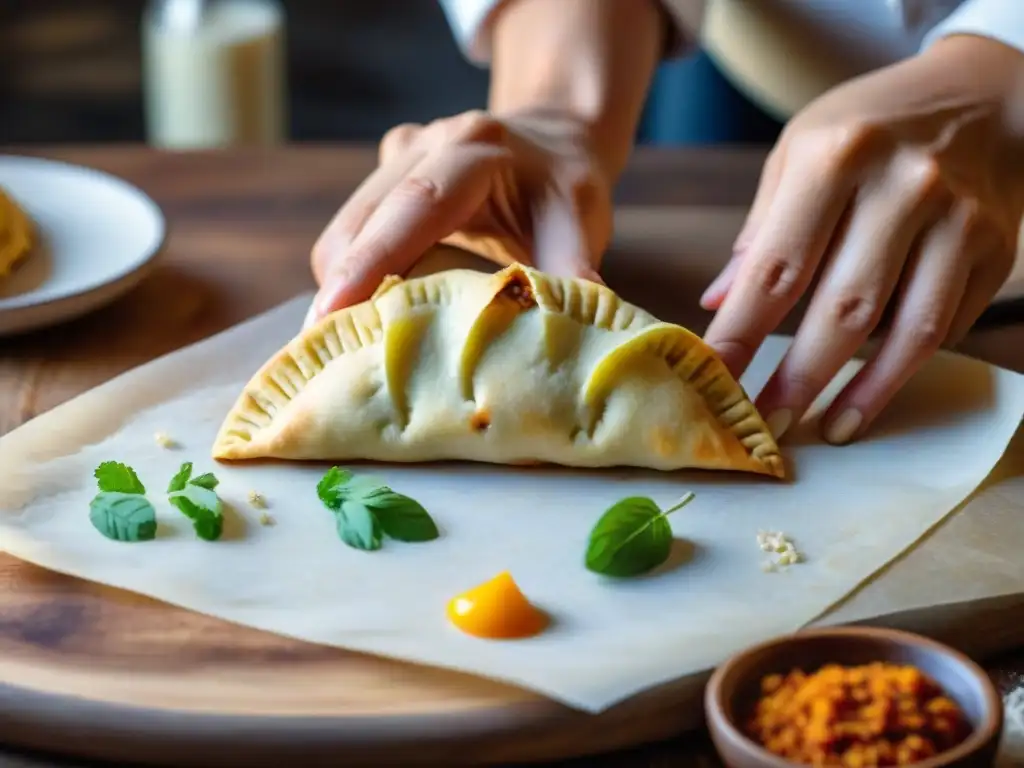 La habilidad del chef al preparar receta empanadas sin gluten perfectas, detallada en la imagen