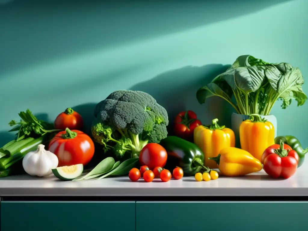 Una hermosa escena de cocina con una variedad de vegetales y proteínas vegetales, ideal para recetas sin gluten