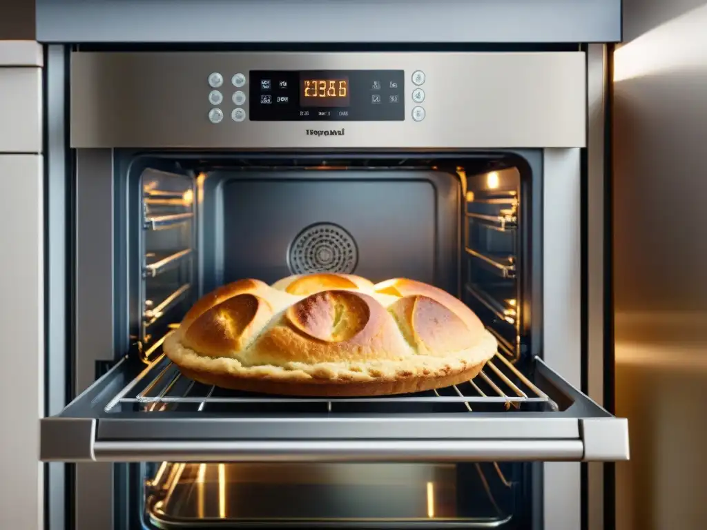 Un horno moderno de acero inoxidable con una variedad de delicias sin gluten recién horneadas