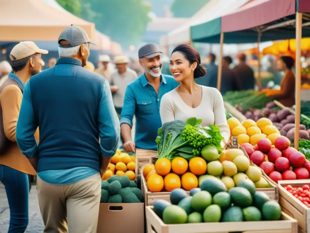 La importancia de dieta sin gluten: grupo diverso disfruta comprando alimentos frescos en el mercado