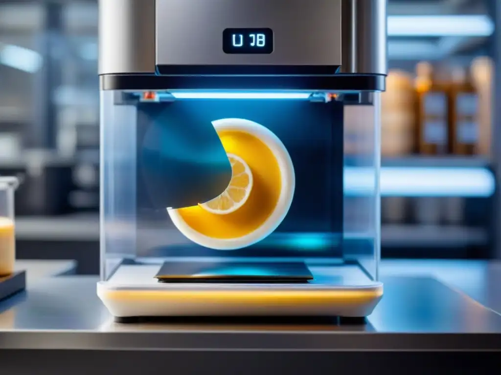 Una impresionante impresión 3D de alimentos sin gluten en acción, creando una exquisita pastelería con precisión y tecnología avanzada