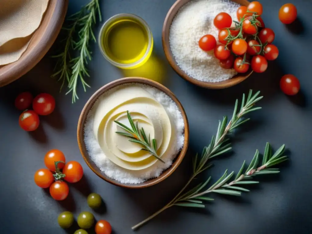 Ingredientes para recetas panadería francesa sin gluten en mesa rústica bajo luz natural