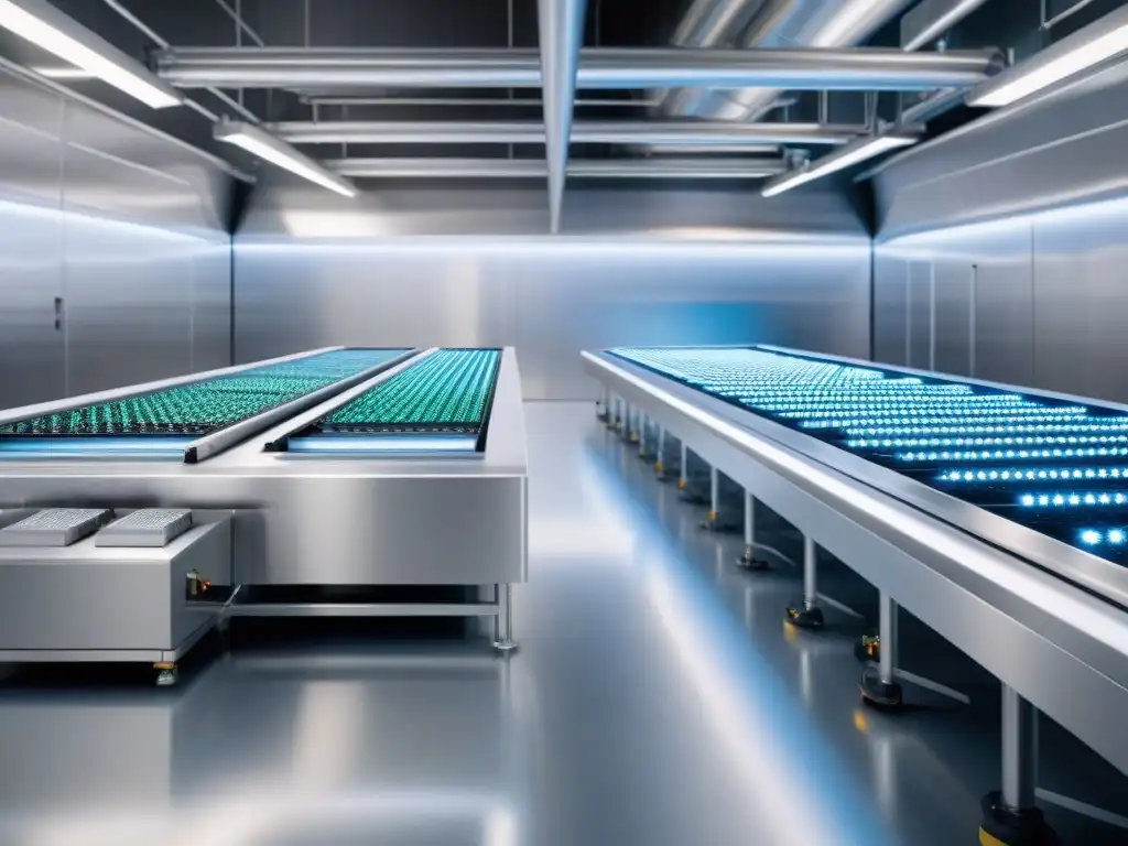 Instalación tecnológica para alimentos sin gluten Una instalación de producción de alimentos sin gluten de última generación, destacando tecnologías emergentes y precisión innovadora