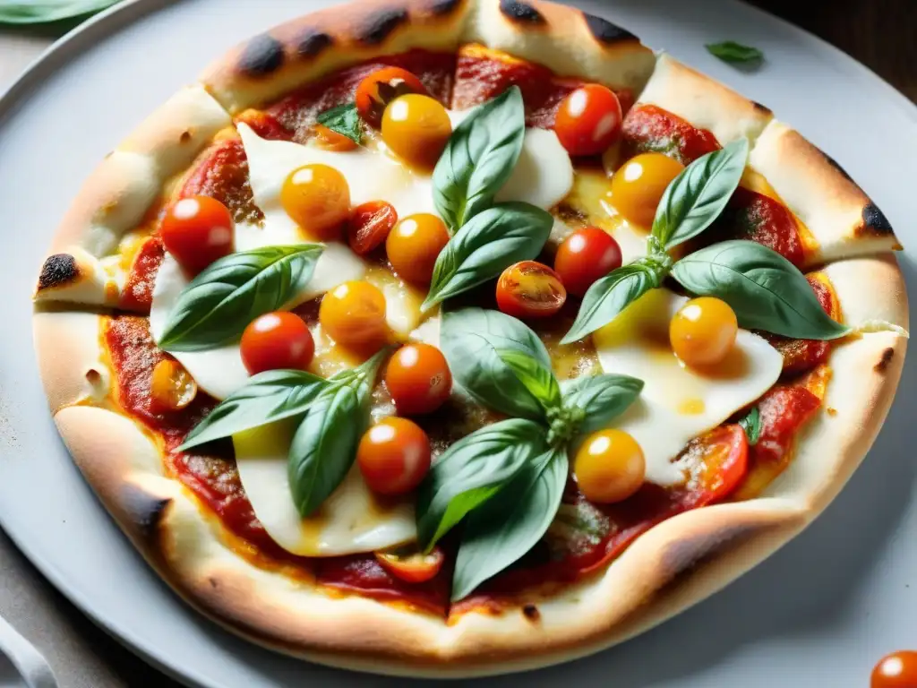 Una irresistible receta pizza sin gluten innovadora: crujiente y sabrosa, con mozzarella derretida, tomates y albahaca frescos