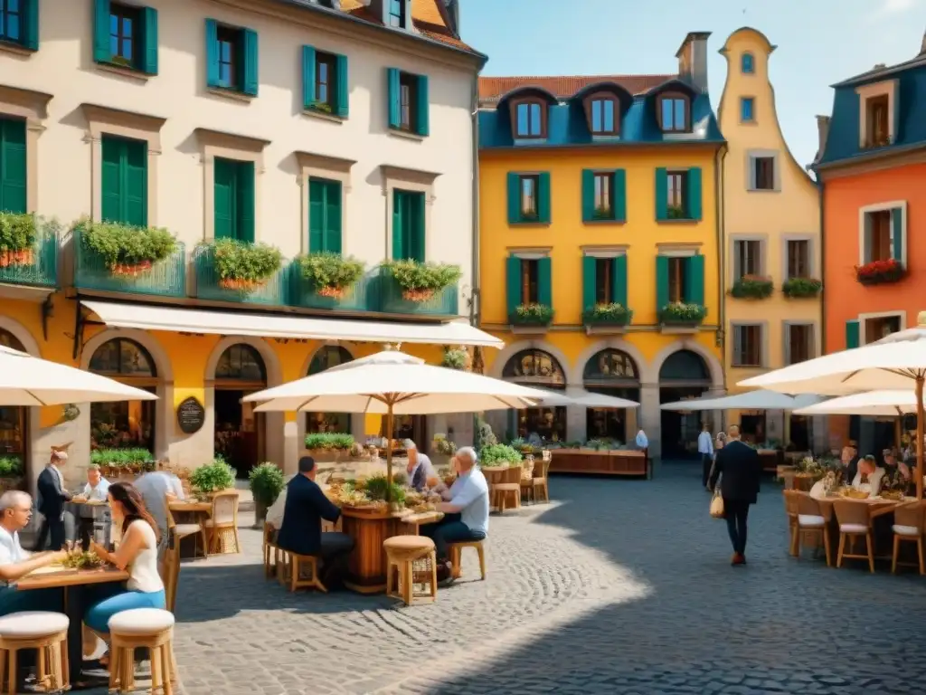 Disfruta de las joyas ocultas sin gluten Europa en este encantador café al aire libre en una plaza europea adoquinada