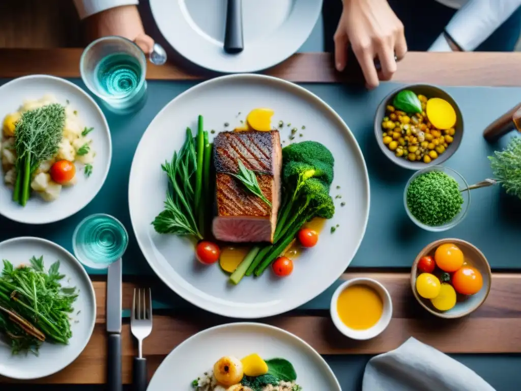 Celebrando juntos una comida sous vide sin gluten, con platos coloridos y deliciosos