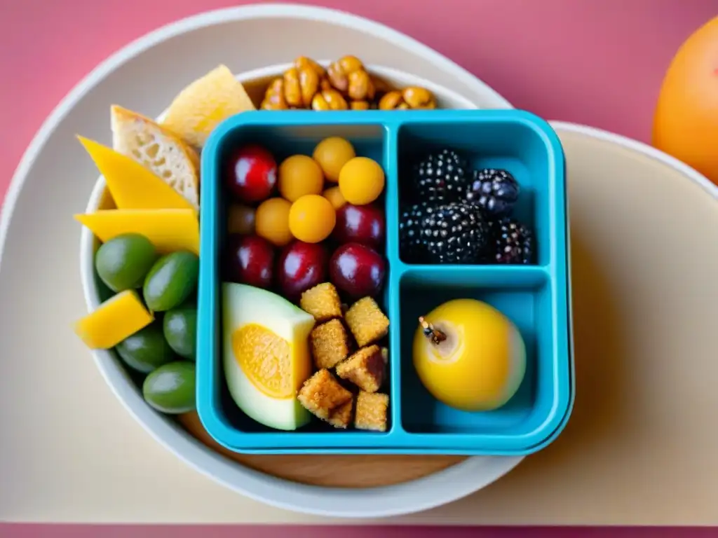 Una lonchera saludable sin gluten para escolares repleta de coloridos y vibrantes alimentos frescos y nutritivos