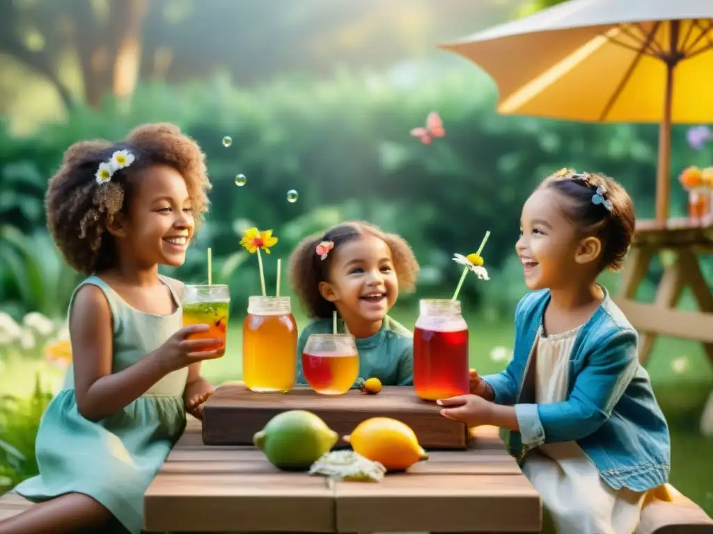 Un mágico picnic infantil con kombucha sin gluten, rodeado de naturaleza y alegría