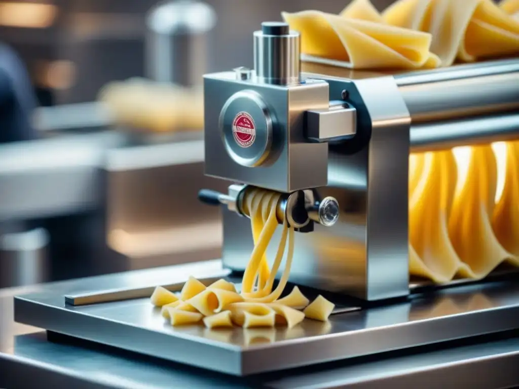 Máquina de extrusión creando pasta sin gluten con precisión y detalle