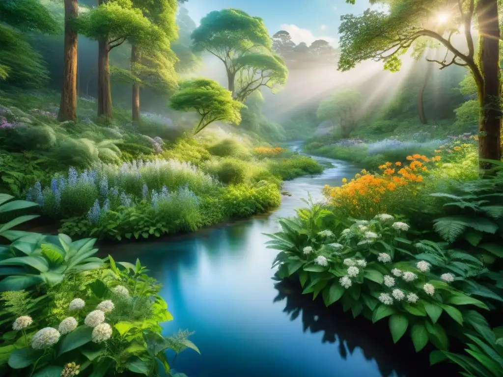 Bosque exuberante: belleza natural y serenidad Maravilloso bosque verde lleno de vida y tranquilidad