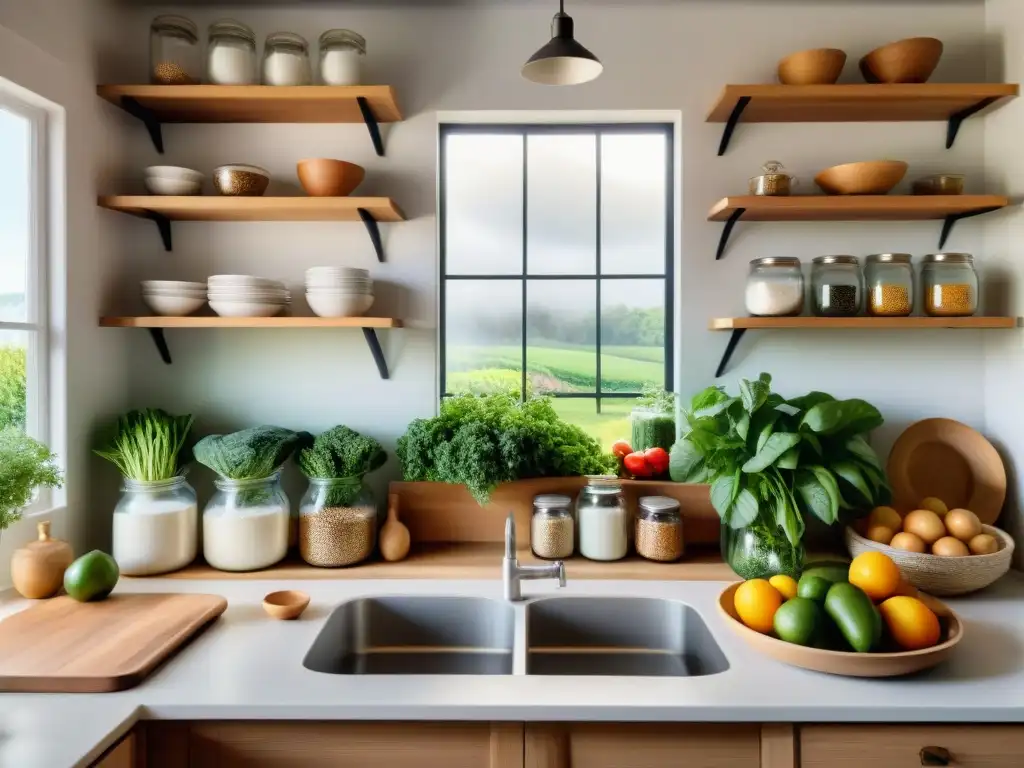 Preparación mental para cocina sin gluten en escena serena de cocina detallada y cálida